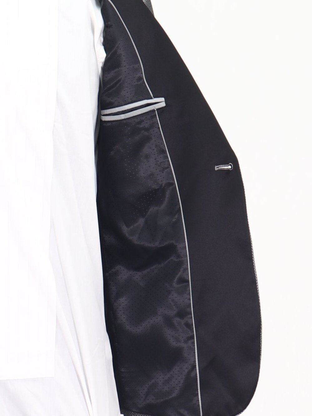 J. Ferrar 38R Gray Blazer Sport Coat Tuxedo Jacket 1-Button Herringbone Y954 - Picture 11 of 11